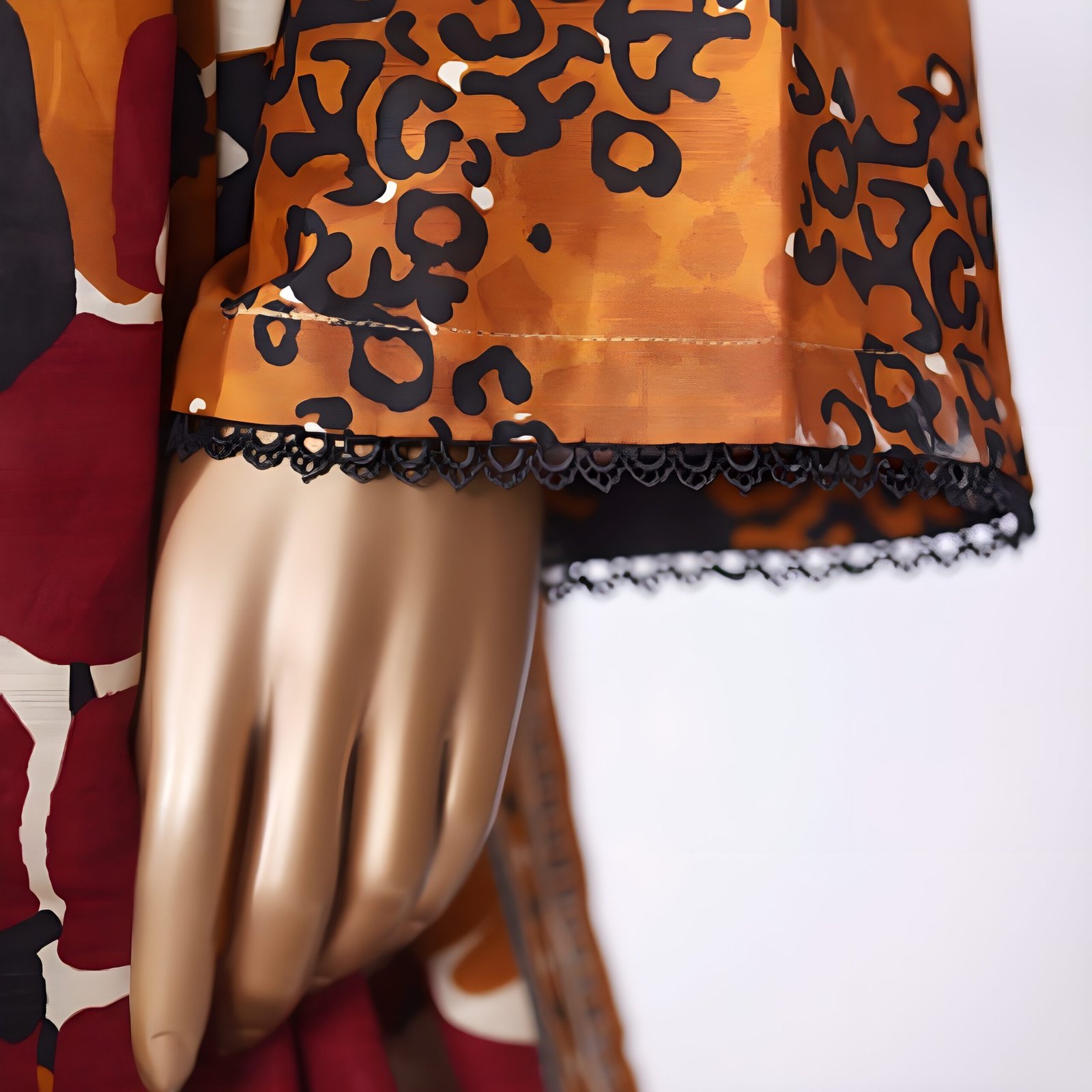 Rust Orange Abstract Animal Print – 3-Piece Stitched Suit - Image 6