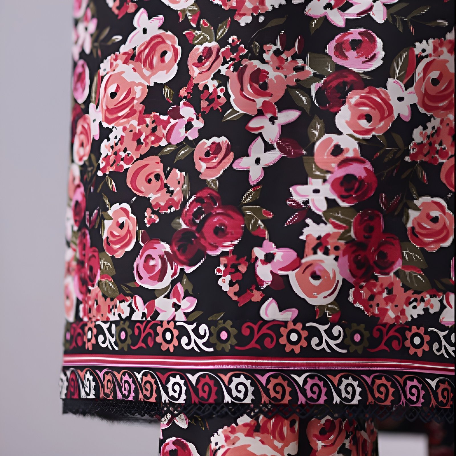 Black & Red Rose Floral Printed 2-Piece Stitched Kurti with Dupatta – Premium Lawn - Image 7