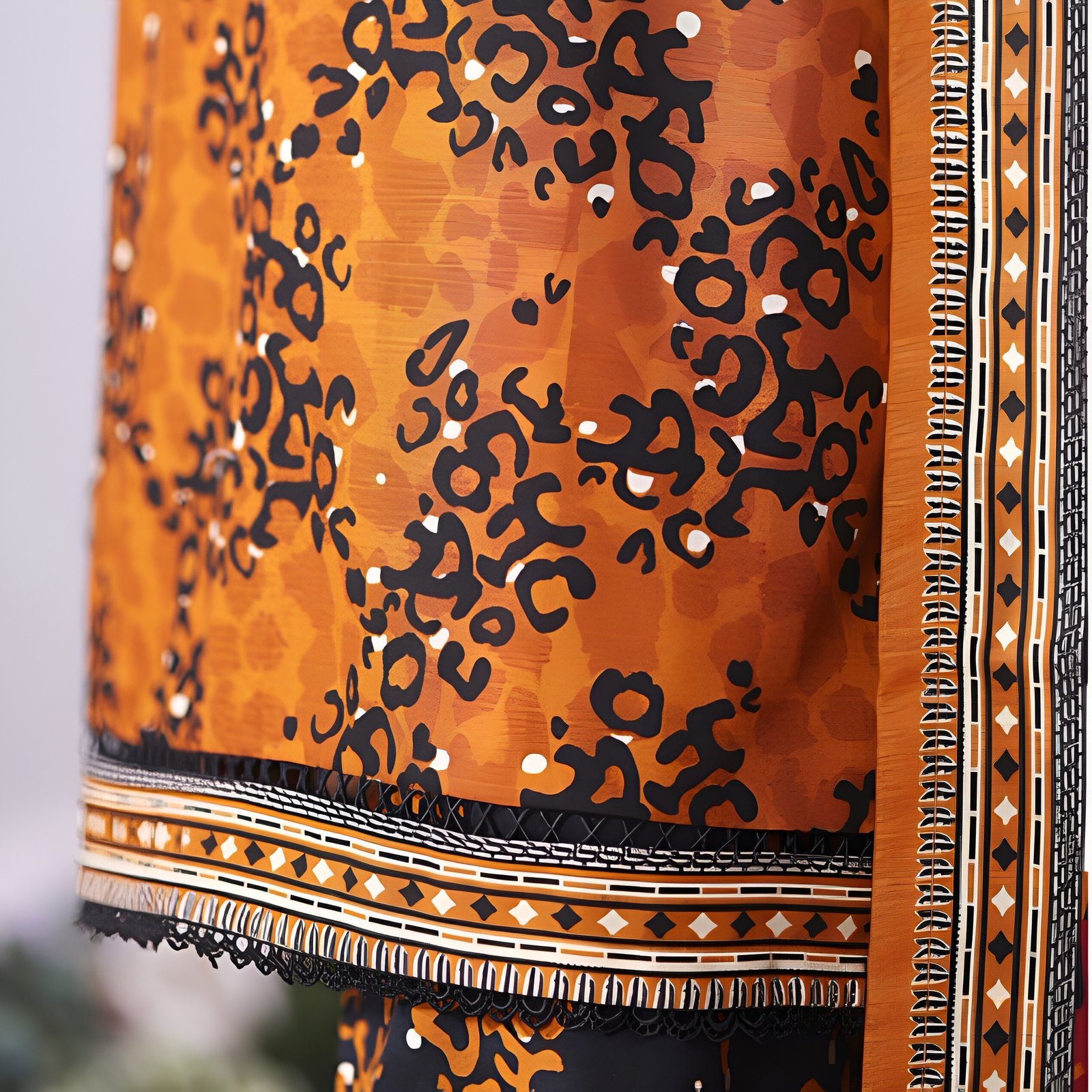 Rust Orange Abstract Animal Print – 3-Piece Stitched Suit - Image 7