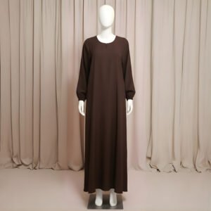 Sophisticated Dark Brown Long Dress - Premium Soft Fabric