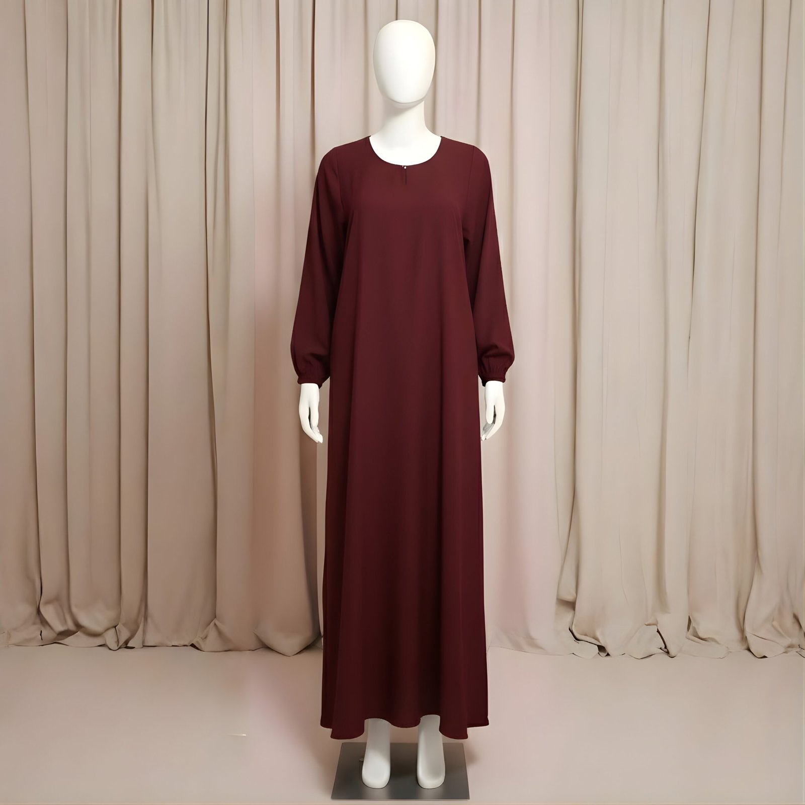 Black Maroon Grace Abaya - Minimalist Modest Wear