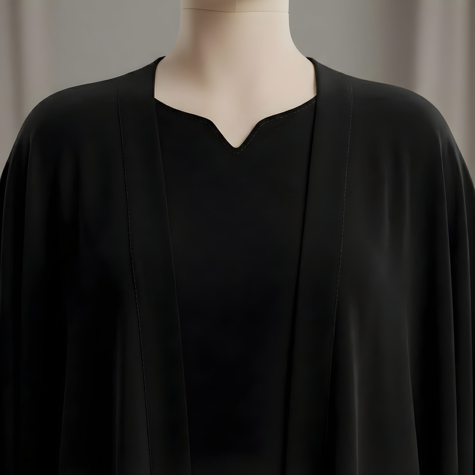 Premium Black Butterfly Abaya with Ribbon Cuff Detailing – Elegant Batwing Kaftan - Image 5