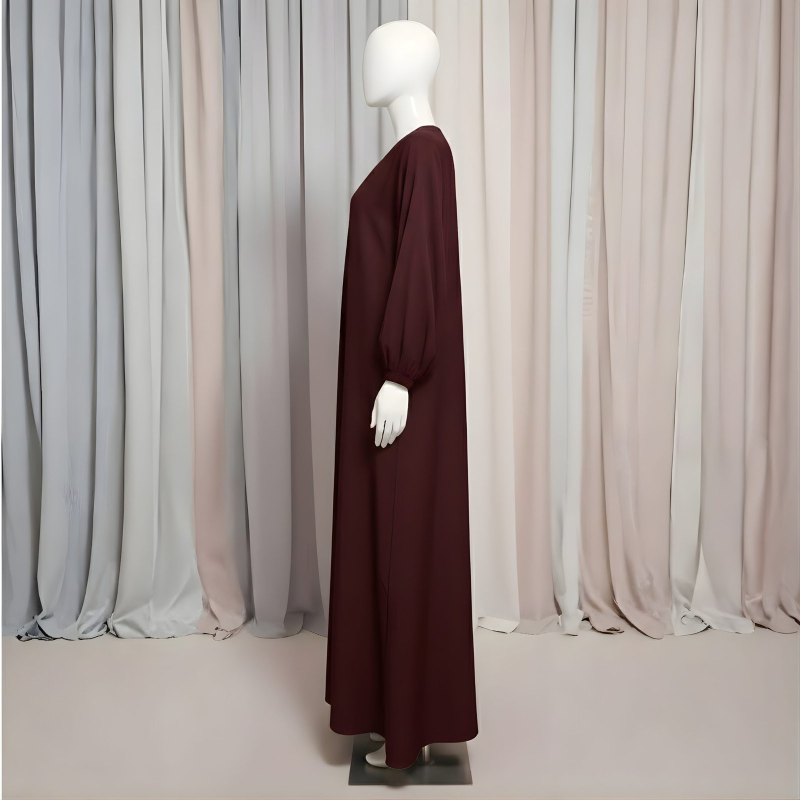 Black Maroon Grace Abaya - Minimalist Modest Wear - Image 2