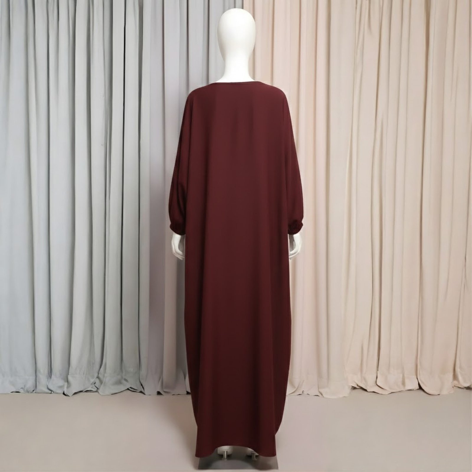 Black Maroon Grace Abaya - Minimalist Modest Wear - Image 3