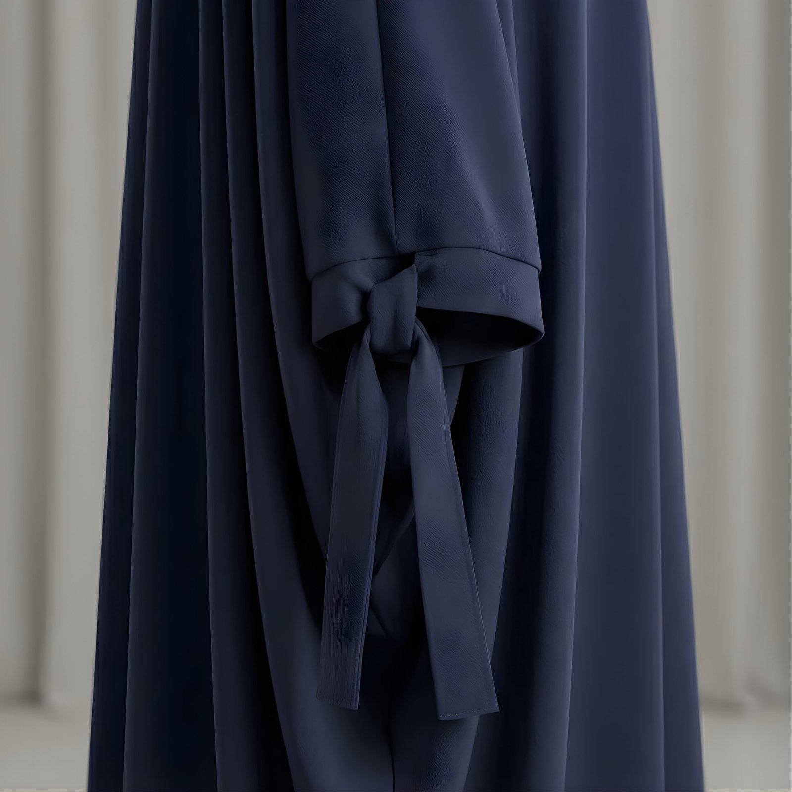 Royal Navy Blue Butterfly Abaya – Elegant Batwing Kaftan with Tie-Cuffs - Image 4