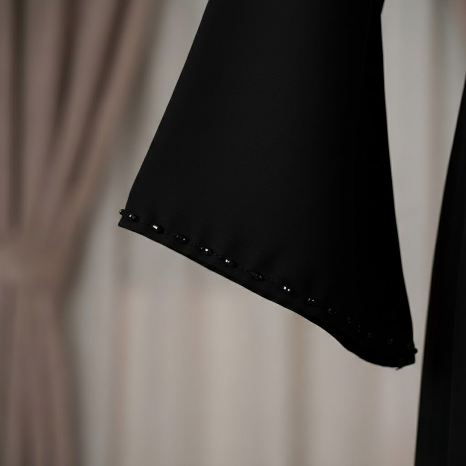 Premium Midnight Black Embroidered Abaya – Hand-Beaded Bow Motif Edition - Image 6