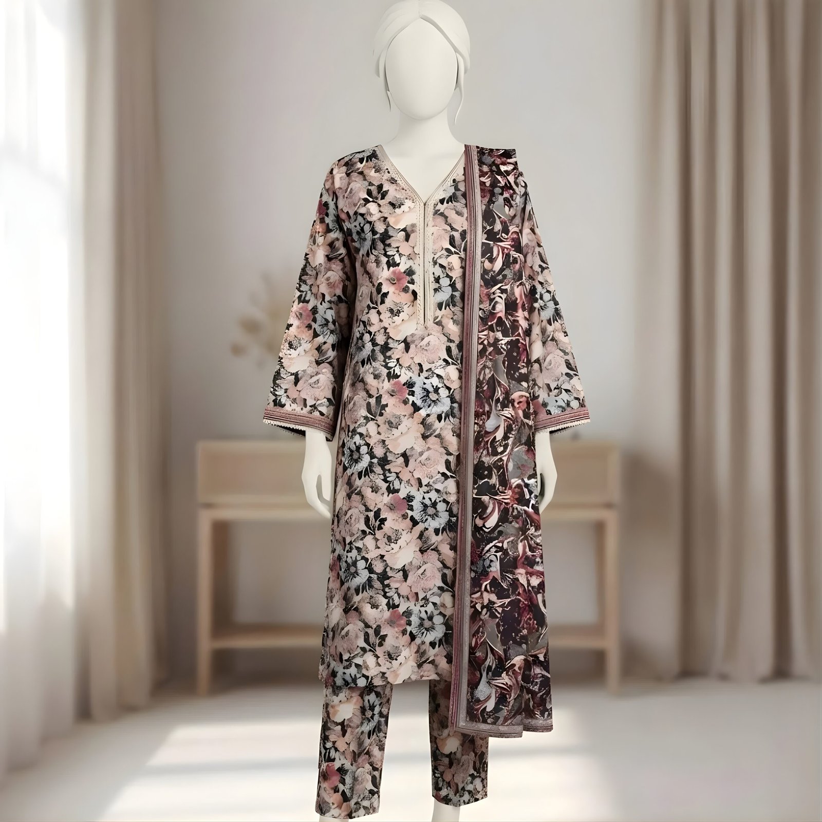 Vintage Rose – 3-Piece Floral Printed Suit